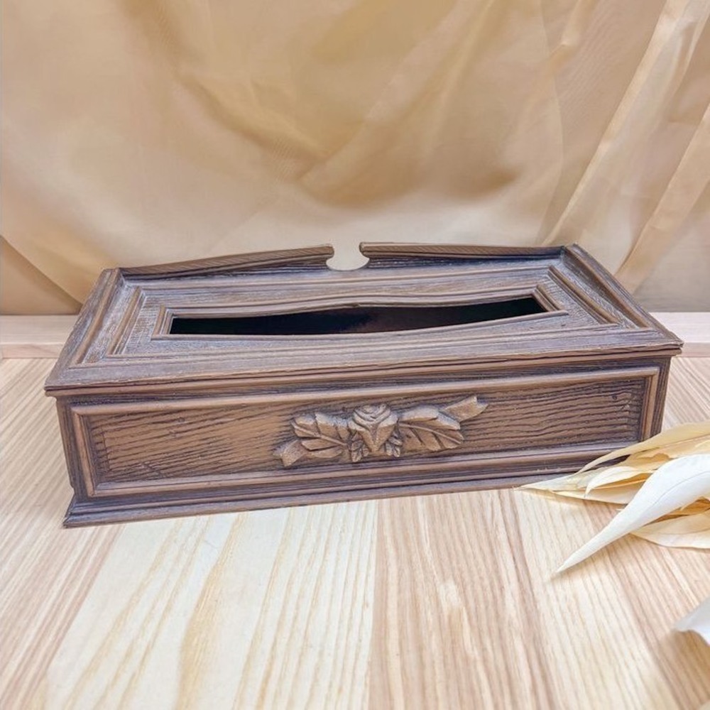 Vintage Faux Wood Tissue Box Cover